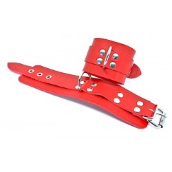 Menottes bdsm Red Lovers - NYMAERIA - Bracelets de contrainte en cuir rouge