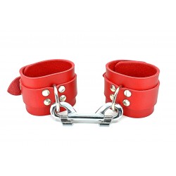 Menottes bdsm Red Lovers - NYMAERIA - Bracelets de contrainte en cuir rouge